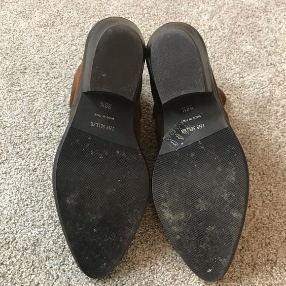 THE SELLER Brown SUEDE Western ANKLE Boots BOOTIES - Picture 5 of 6